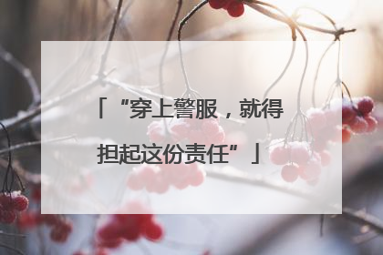 “穿上警服，就得担起这份责任”
