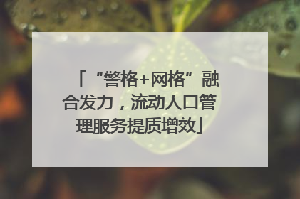 “警格+网格”融合发力，流动人口管理服务提质增效