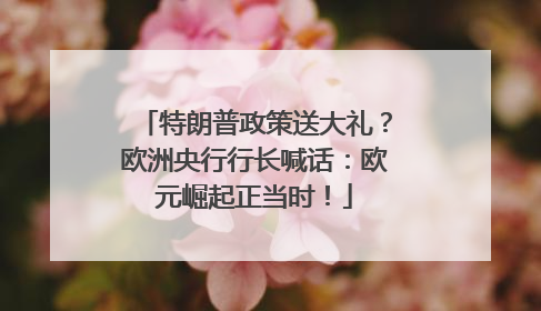 特朗普政策送大礼？欧洲央行行长喊话：欧元崛起正当时！