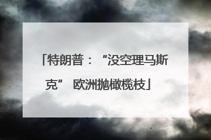 特朗普：“没空理马斯克” 欧洲抛橄榄枝