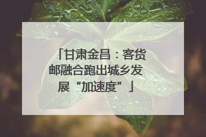 甘肃金昌：客货邮融合跑出城乡发展“加速度”