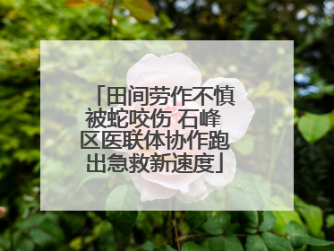 田间劳作不慎被蛇咬伤 石峰区医联体协作跑出急救新速度
