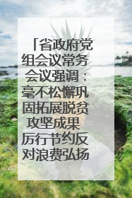 省政府党组会议常务会议强调：毫不松懈巩固拓展脱贫攻坚成果 厉行节约反对浪费弘扬优良作风