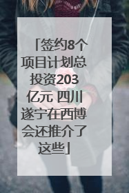 签约8个项目计划总投资203亿元 四川遂宁在西博会还推介了这些