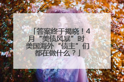 答案终于揭晓！4月“美债风暴”时 美国海外“债主”们都在做什么？