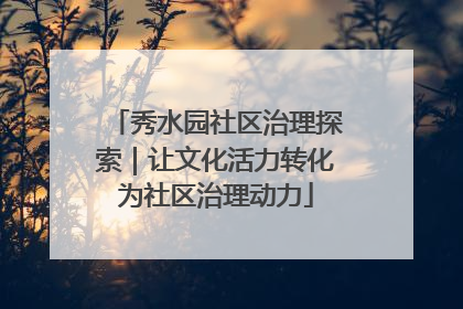 秀水园社区治理探索｜让文化活力转化为社区治理动力