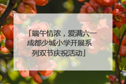 端午情浓，爱满六一 成都少城小学开展系列双节庆祝活动