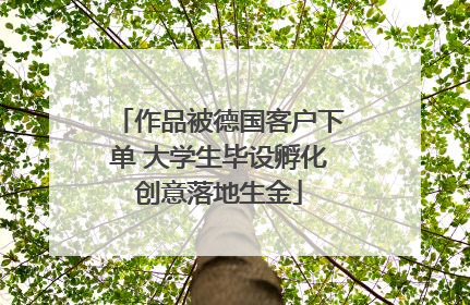 作品被德国客户下单 大学生毕设孵化创意落地生金