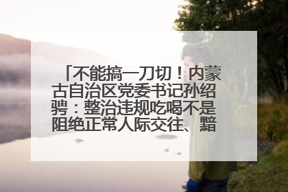 不能搞一刀切！内蒙古自治区党委书记孙绍骋：整治违规吃喝不是阻绝正常人际交往、黯淡人间烟火