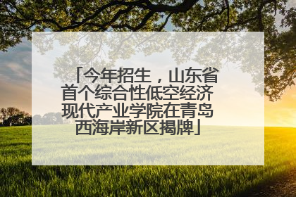 今年招生，山东省首个综合性低空经济现代产业学院在青岛西海岸新区揭牌
