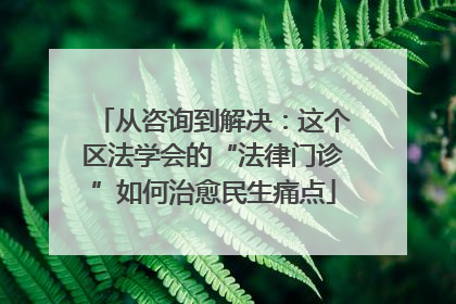 从咨询到解决：这个区法学会的“法律门诊”如何治愈民生痛点