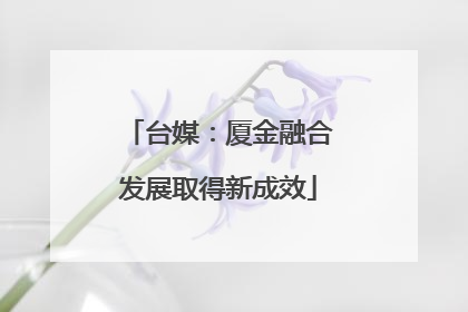 台媒：厦金融合发展取得新成效