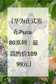 华为正式发布Pura 80系列：最高售价10999元