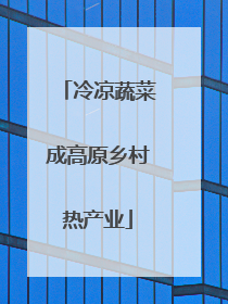 冷凉蔬菜成高原乡村热产业