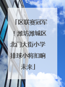 区联赛冠军！潍坊潍城区北门大街小学排球小将扣响未来