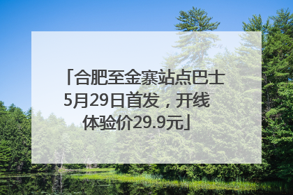 合肥至金寨站点巴士5月29日首发，开线体验价29.9元