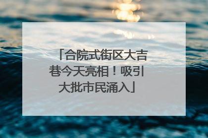 合院式街区大吉巷今天亮相！吸引大批市民涌入