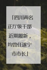 四川两名正厅级干部近期履新，均曾任遂宁市市长