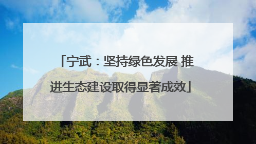 宁武：坚持绿色发展 推进生态建设取得显著成效