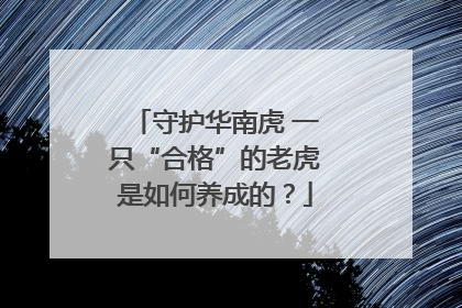 守护华南虎 一只“合格”的老虎是如何养成的？