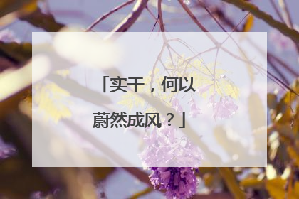 实干，何以蔚然成风？