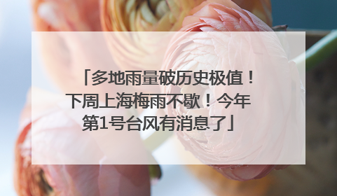 多地雨量破历史极值！下周上海梅雨不歇！今年第1号台风有消息了