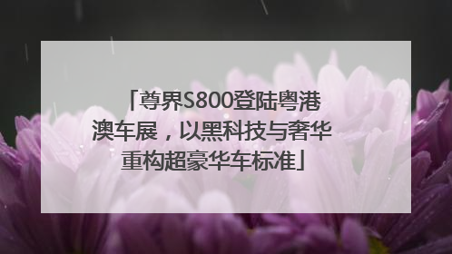 尊界S800登陆粤港澳车展，以黑科技与奢华重构超豪华车标准