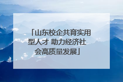 山东校企共育实用型人才 助力经济社会高质量发展