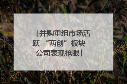 并购重组市场活跃 “两创”板块公司表现抢眼