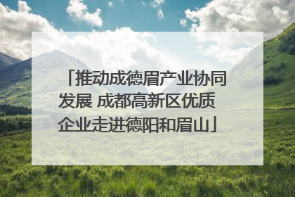 推动成德眉产业协同发展 成都高新区优质企业走进德阳和眉山