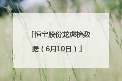 恒宝股份龙虎榜数据（6月10日）