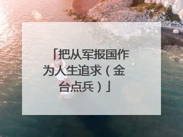 把从军报国作为人生追求（金台点兵）