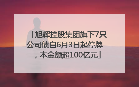 旭辉控股集团旗下7只公司债自6月3日起停牌，本金额超100亿元