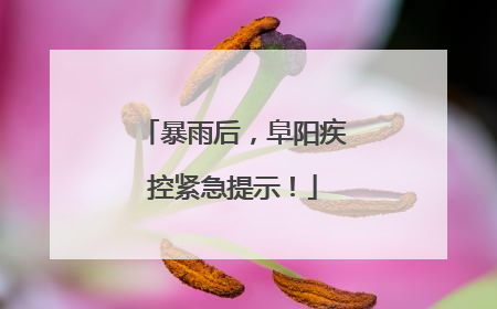暴雨后，阜阳疾控紧急提示！