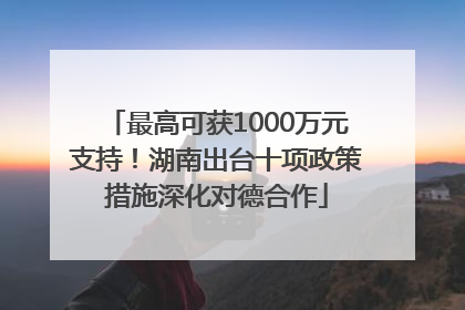 最高可获1000万元支持！湖南出台十项政策措施深化对德合作