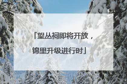 望丛祠即将开放，锦里升级进行时