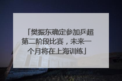 樊振东确定参加乒超第二阶段比赛，未来一个月将在上海训练