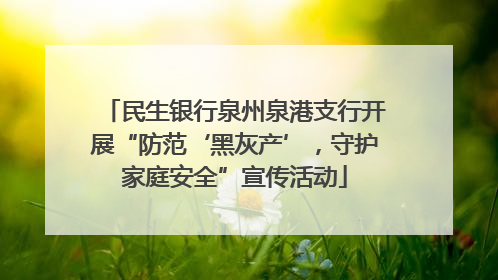 民生银行泉州泉港支行开展“防范‘黑灰产’，守护家庭安全”宣传活动