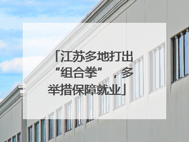 江苏多地打出“组合拳”，多举措保障就业