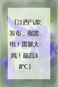 江西气象发布：强雷电！雷暴大风！最高38℃