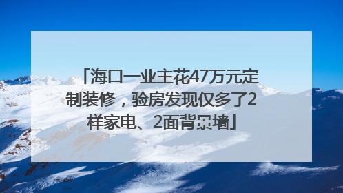 海口一业主花47万元定制装修，验房发现仅多了2样家电、2面背景墙