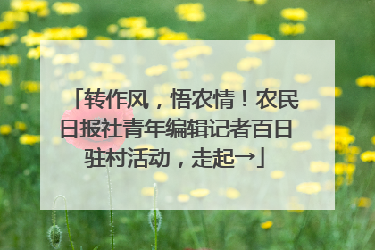 转作风，悟农情！农民日报社青年编辑记者百日驻村活动，走起→