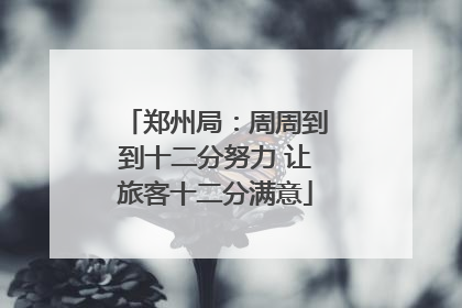 郑州局：周周到到十二分努力 让旅客十二分满意