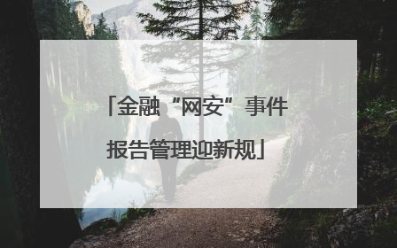 金融“网安”事件报告管理迎新规