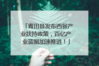 青田县发布西餐产业扶持政策，百亿产业蓝图加速推进！