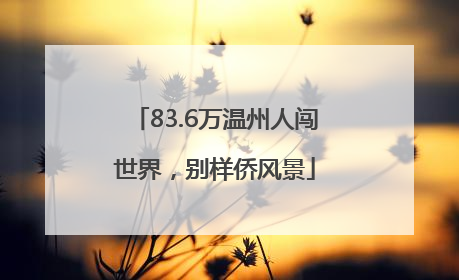 83.6万温州人闯世界，别样侨风景