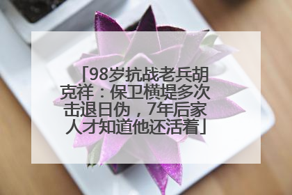 98岁抗战老兵胡克祥：保卫横堤多次击退日伪，7年后家人才知道他还活着